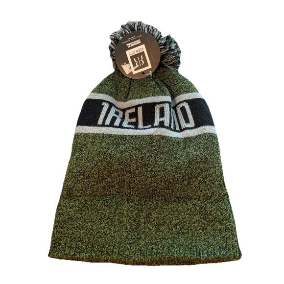 Ireland Pom Pom Beanie Lucky Green Heathered Clover Shamrock Hat Robin Ruth New - Picture 10 of 13